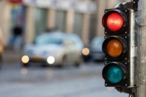 Driving through a red light